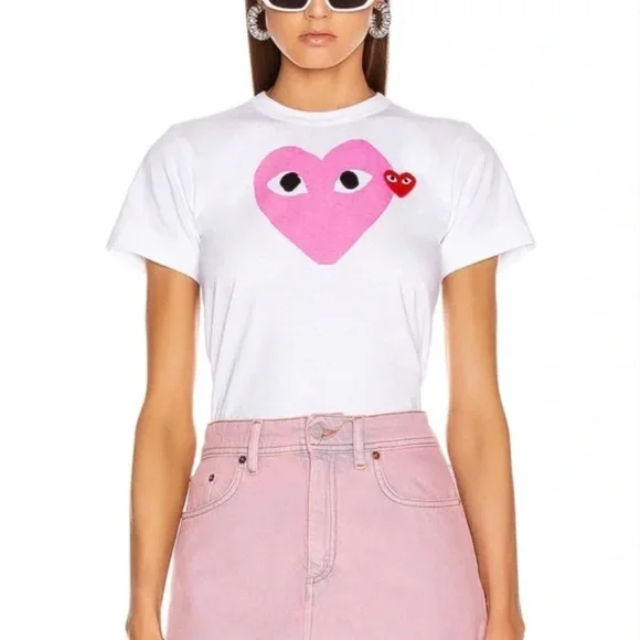 Comme des Garçons PLAY Tee Shirt Pink Heart - Picture 6 of 17